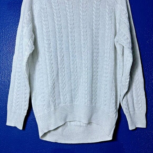 Athleta Crossroads Silver Crew Neck Cable Wool Knit Pullover Sweater Size S - Picture 7 of 12